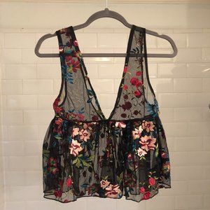 summer floral mesh top